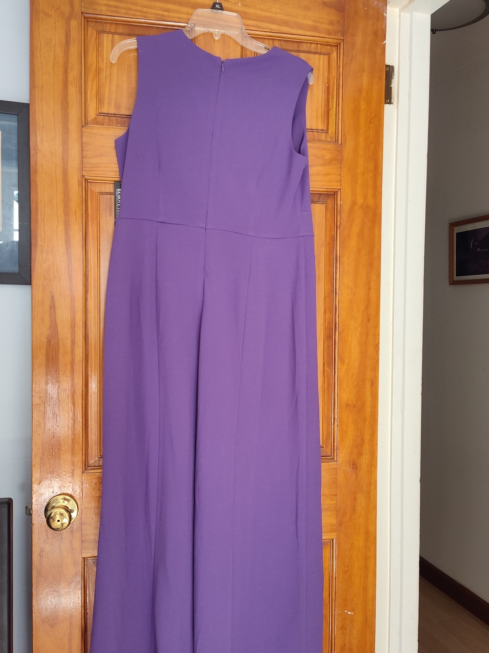 New York & Company Purple Sleeveless Wide-Leg Jumpsuit with Button Detail - Picture 3 of 4